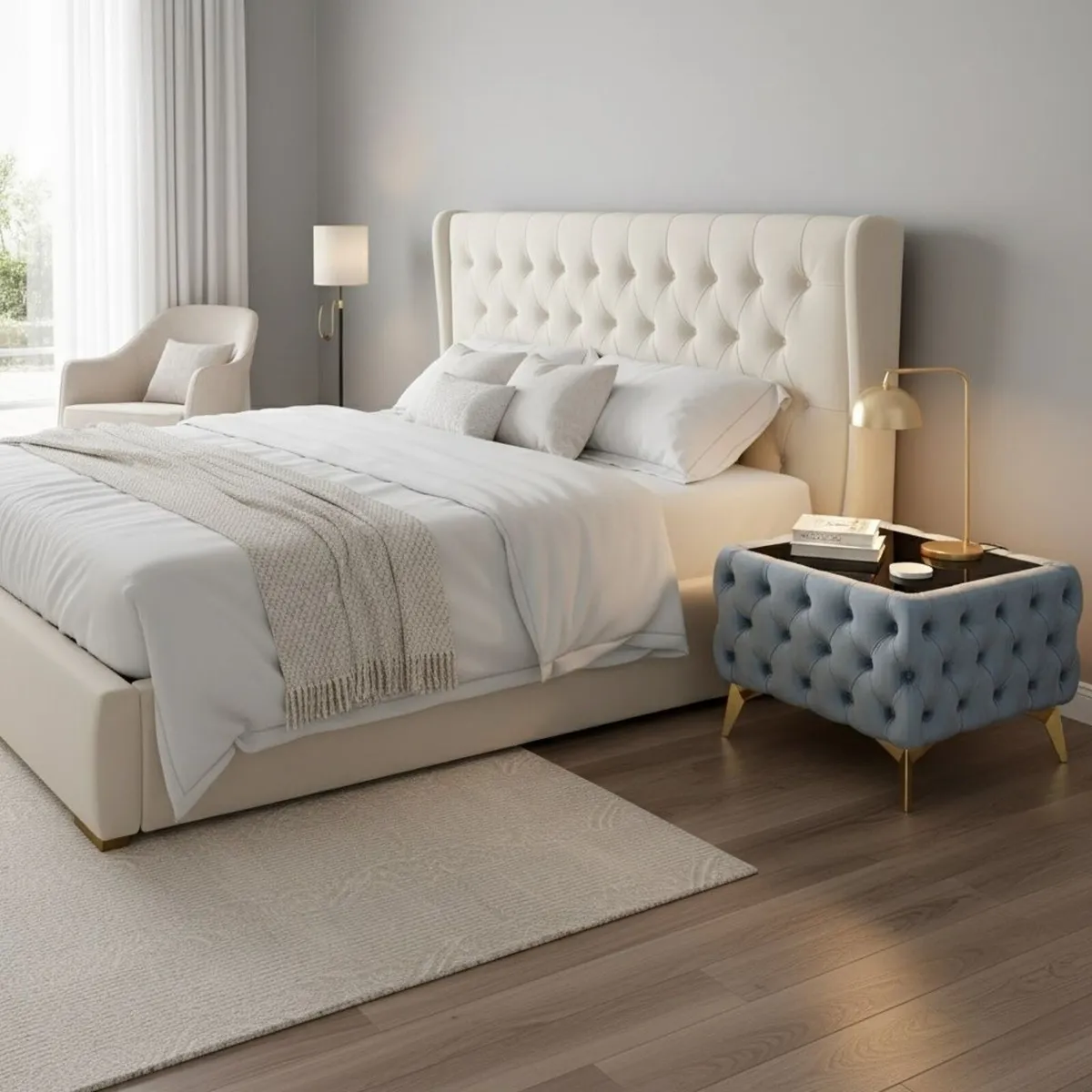 Chester coffee table with glass GREY - Image 2