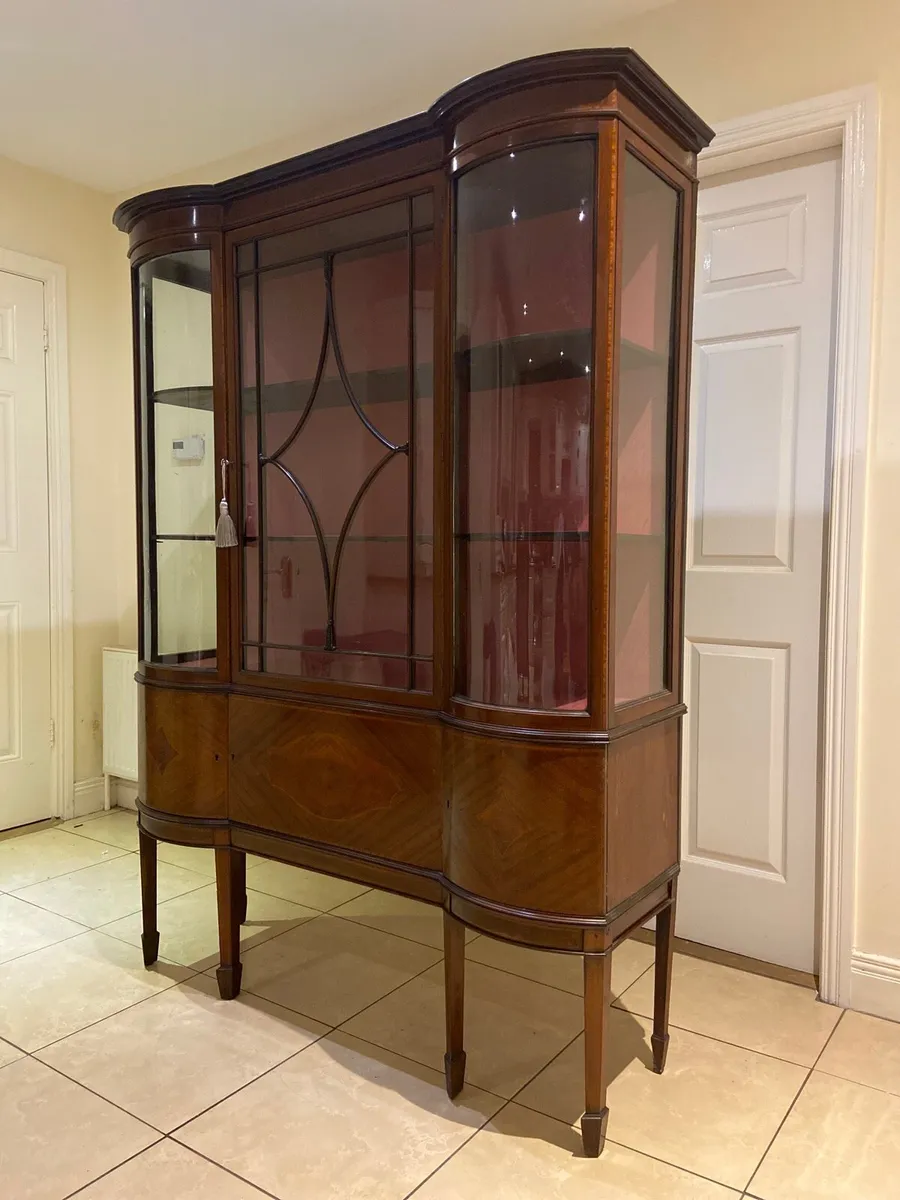 Edwardian kidney shaped library cabinet - Image 2