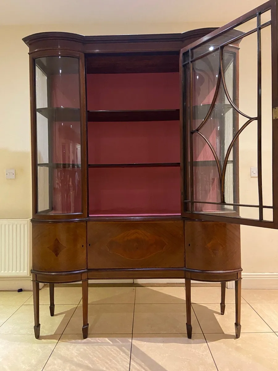 Edwardian kidney shaped library cabinet - Image 4