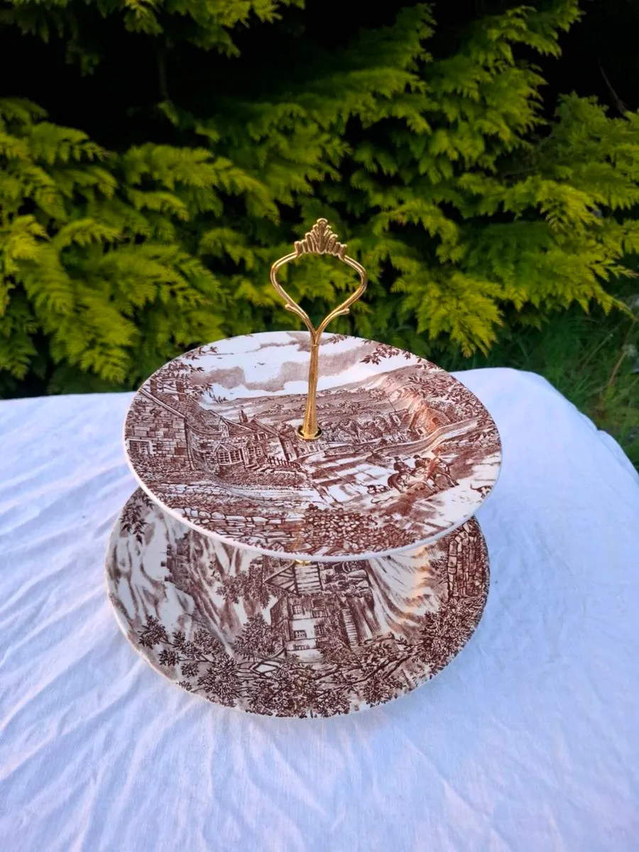 2 tiers brown ceramuc cake stand postage possible - Image 2
