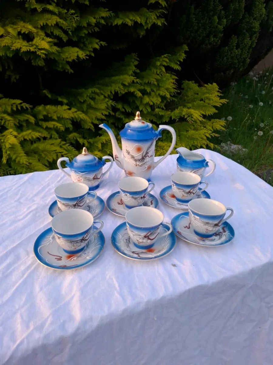 Blue lithophane vintage espresso set - Image 1