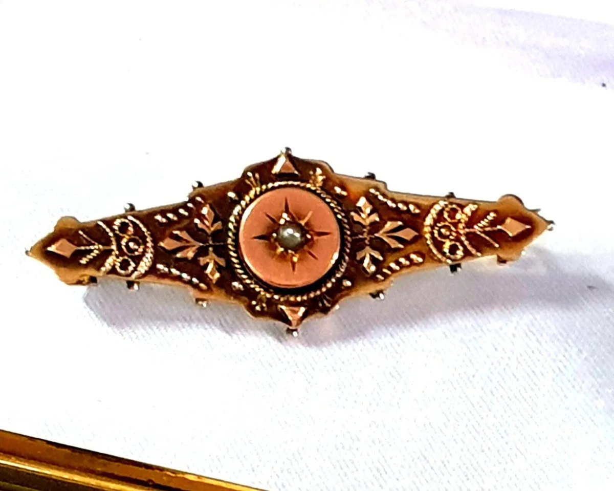 Vintage Hallmarked 9ct Gold Victorian Brooch - Image 3