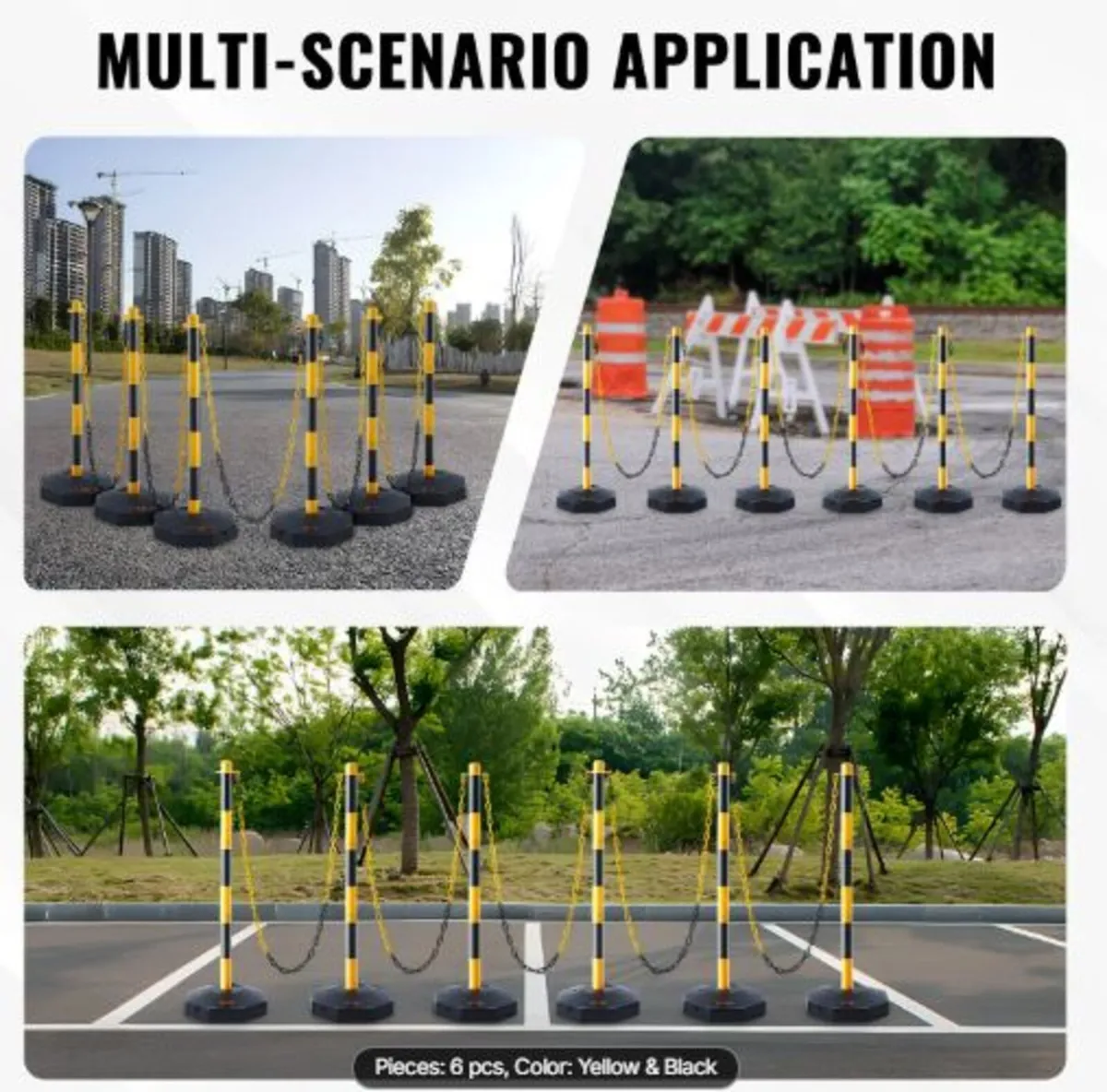 djustable Traffic Delineator Post Cones, 6 Pack, - Image 4