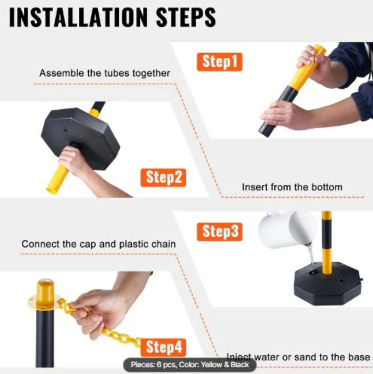 djustable Traffic Delineator Post Cones, 6 Pack, - Image 3