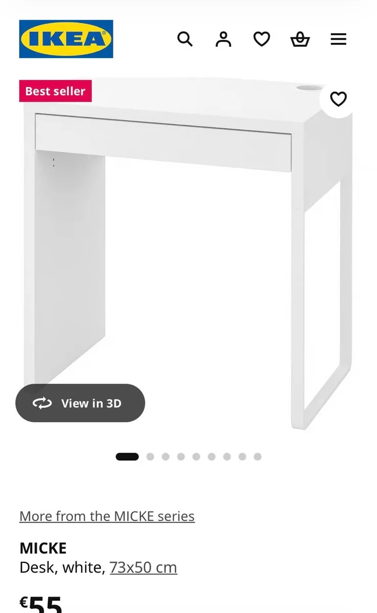 White desk Ikea 73x50cm - Image 1