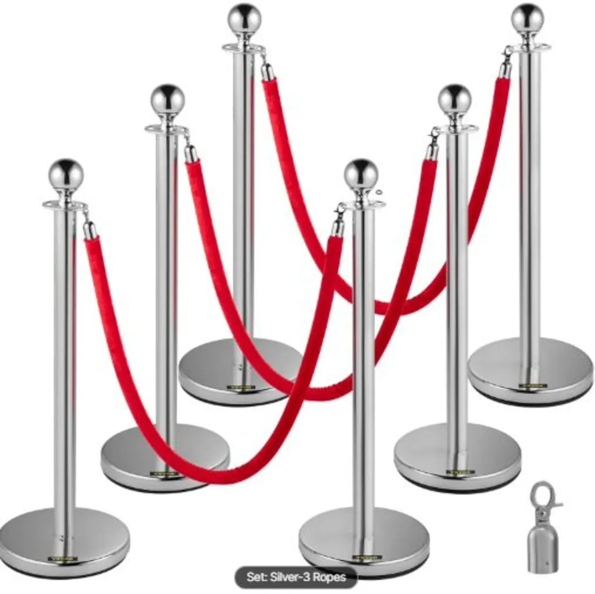 Stanchion Post with Velvet Ropes, 6-Pack Crowd - Image 1