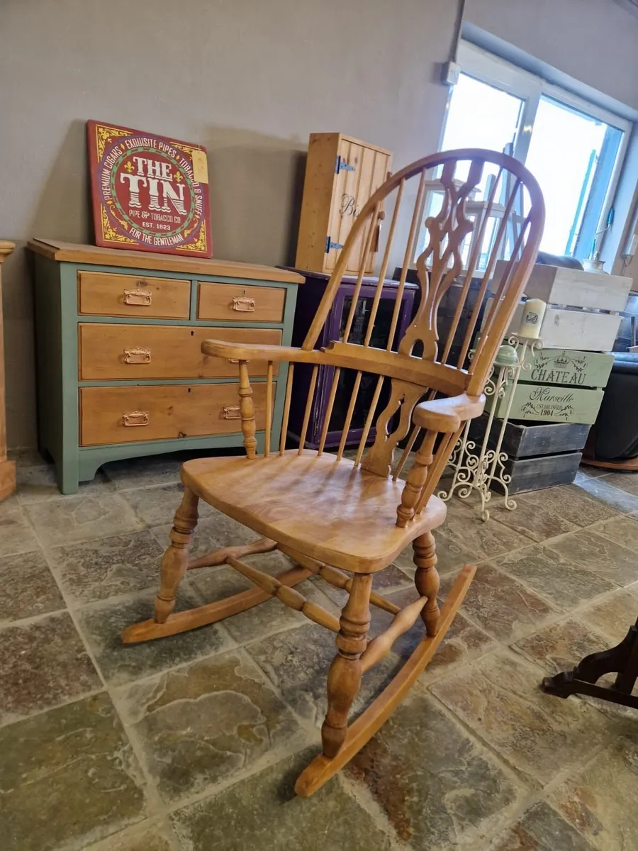 Vintage Windsor style oak rocking chair