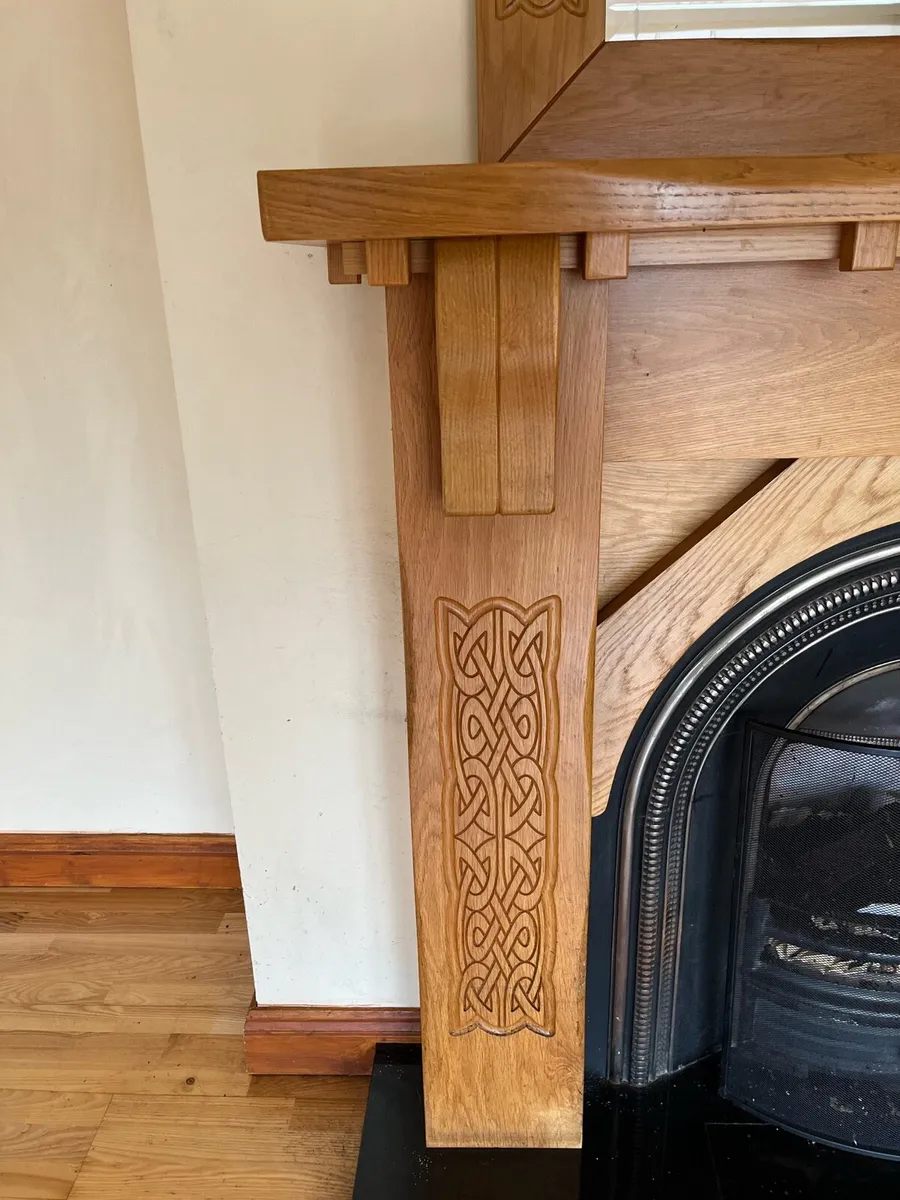 Beautiful Solid Oak Fireplace and Mirror - Image 2