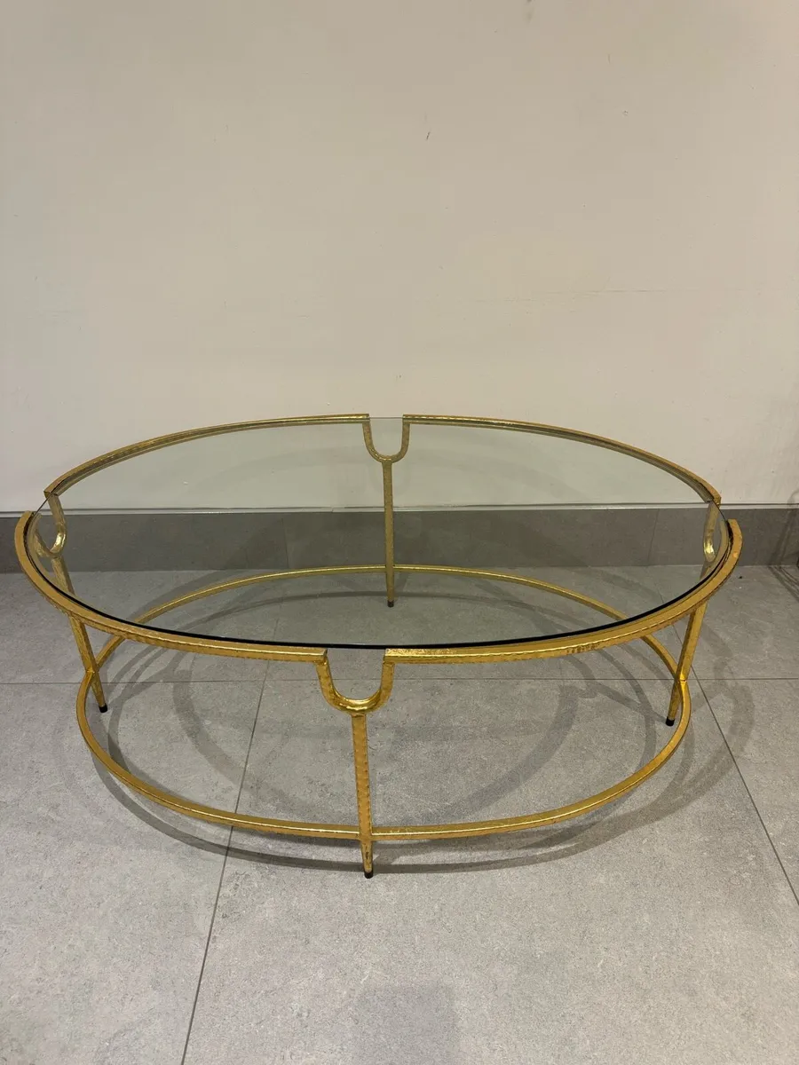 Gold coffee table with Glass Top - Image 1