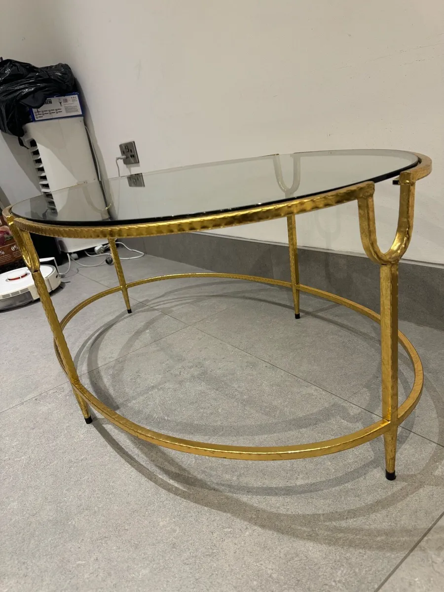 Gold coffee table with Glass Top - Image 3