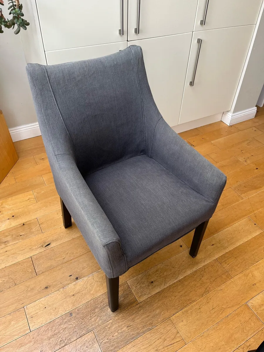 6 Modern Grey Dining Chairs With Armrests - Image 2