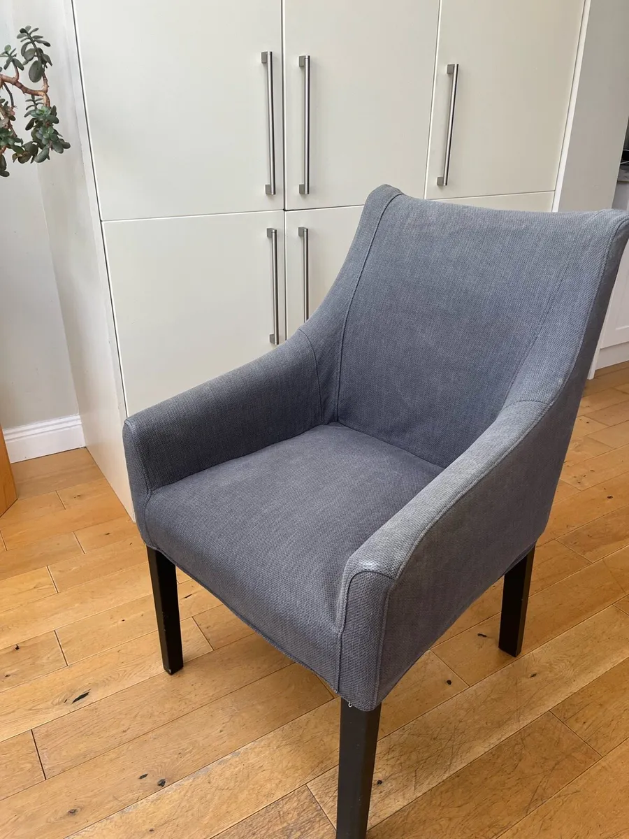 6 Modern Grey Dining Chairs With Armrests - Image 3