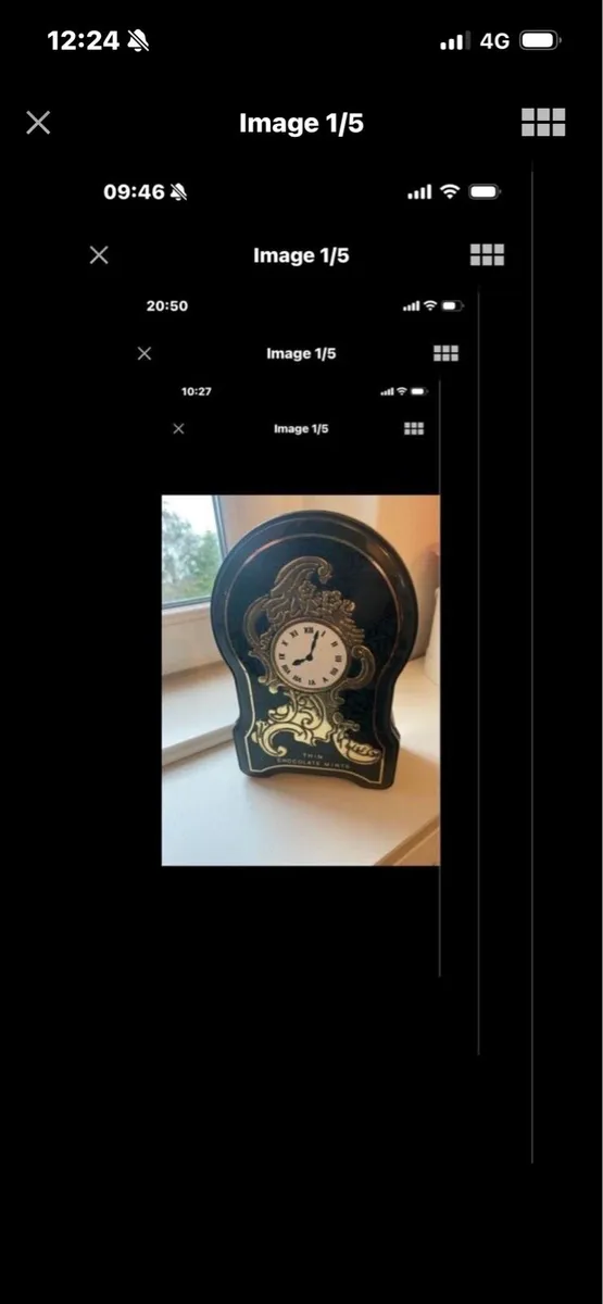 Vintage After Eight Clock Shaped Metal Box - Image 1