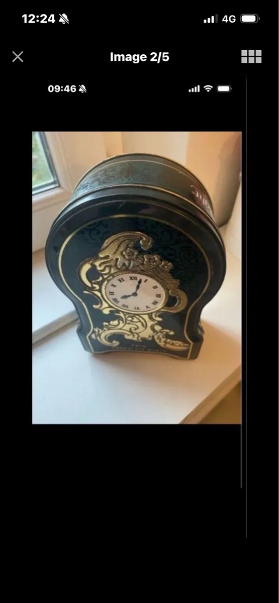 Vintage After Eight Clock Shaped Metal Box - Image 2
