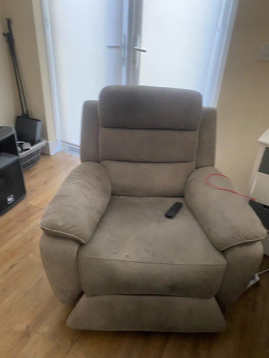 3 & 2 Seater Leather Sofa Set with Recliner - Image 1