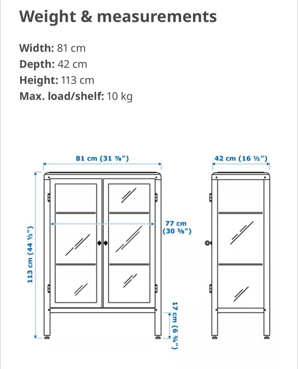 IKEA metal cabinet with glass doors - Image 3