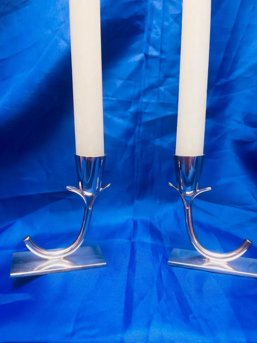 Silver plated candle holders - Image 2