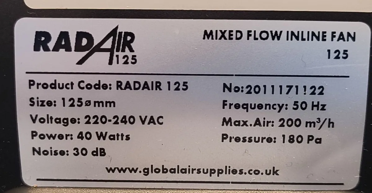 Mixed Flow Inline Fan. Fan Low Noise - Image 2