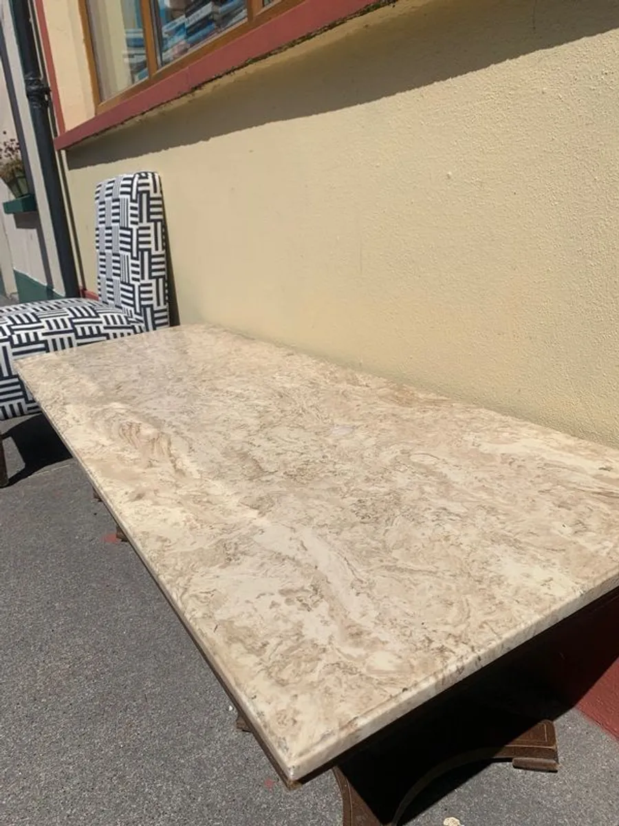 Pair of Vintage Chairs and Marble Top Coffee Table. - Image 4