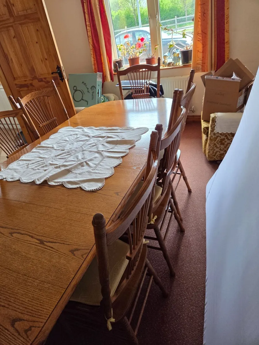 Oak Dining Table & Chairs - Image 3