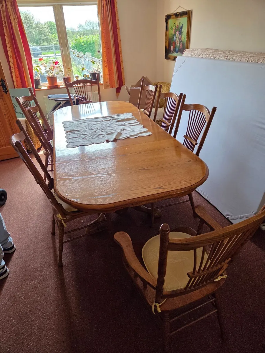 Oak Dining Table & Chairs - Image 1