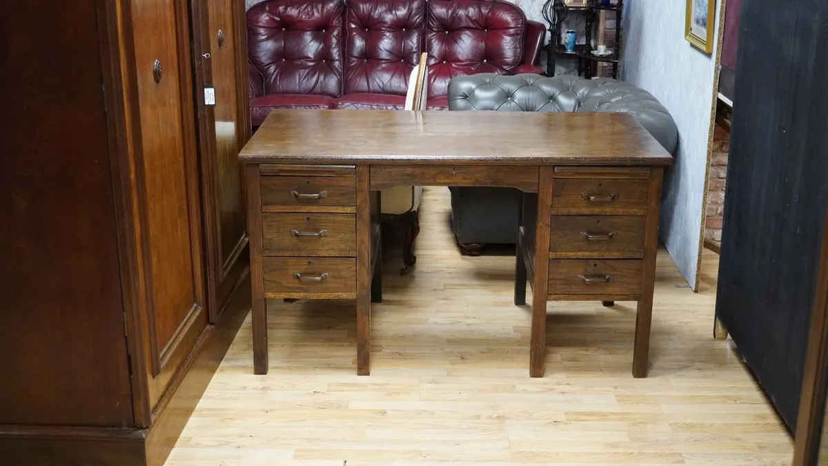 Vintage Oak Office Desk - Image 1