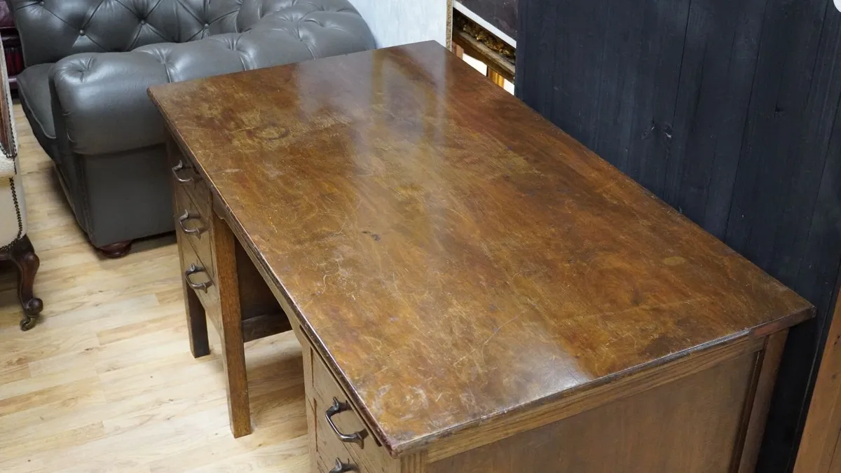 Vintage Oak Office Desk - Image 3