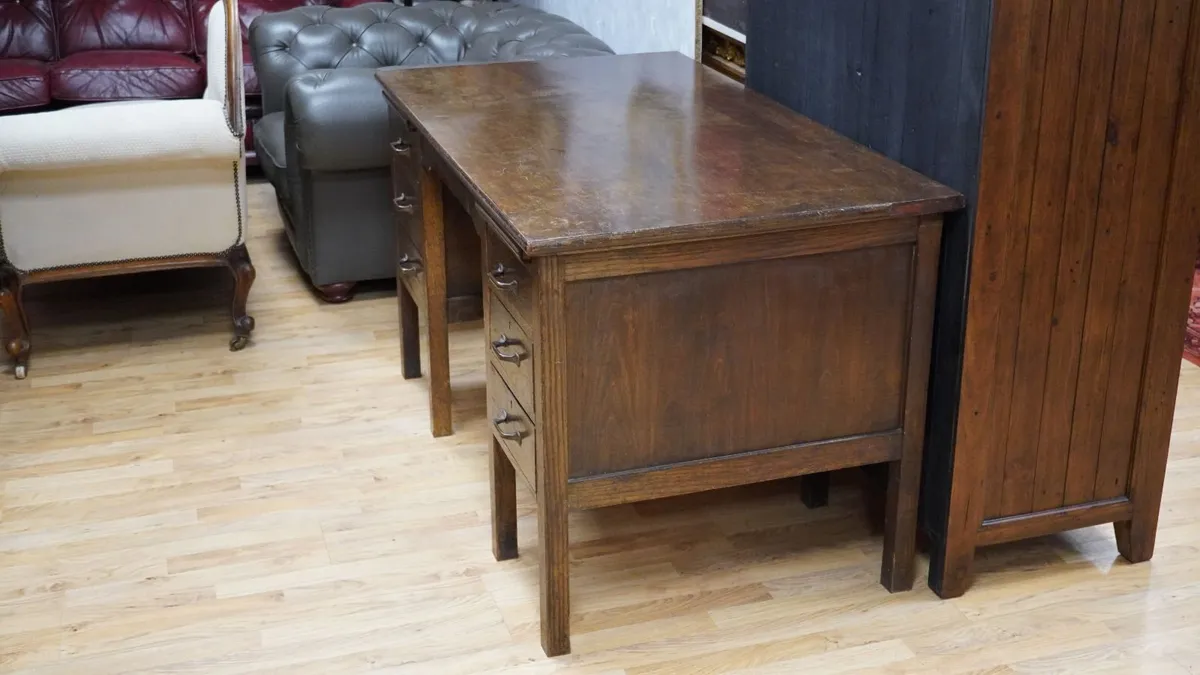 Vintage Oak Office Desk - Image 4