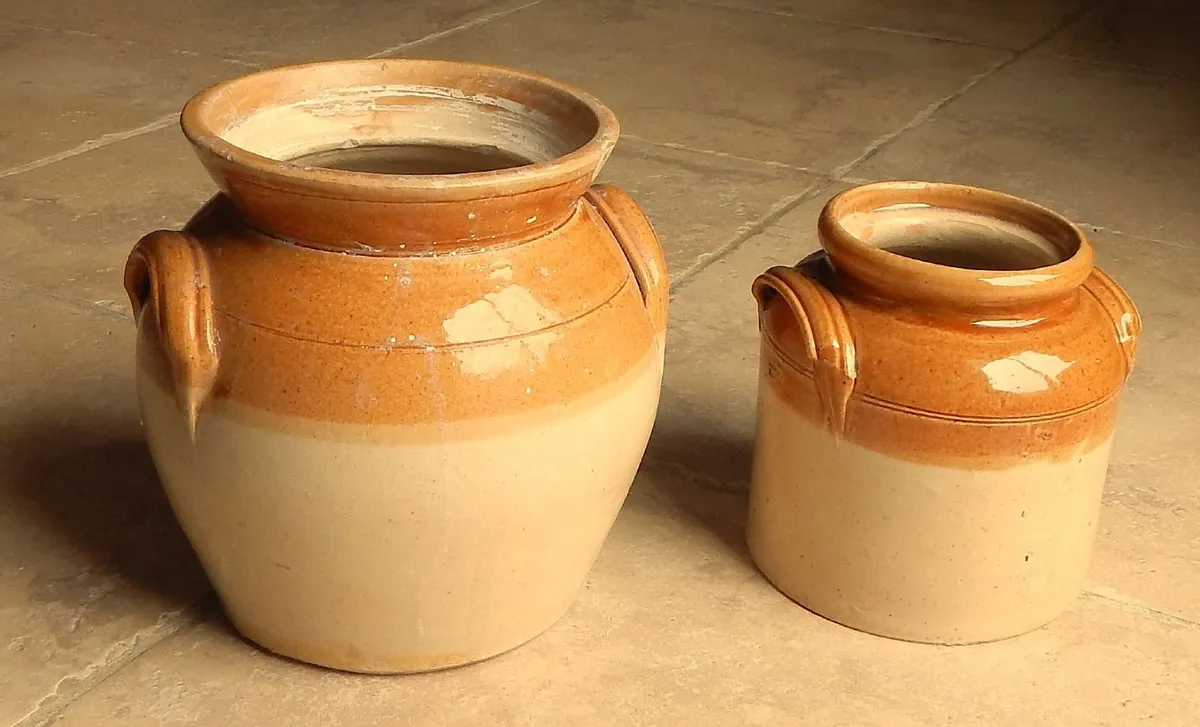 2 Bristol Earthenware Salt Glazed Storage Jars - Image 1