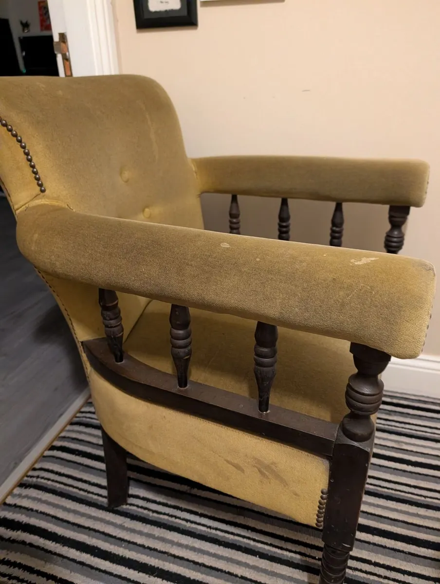 green upholstery antique chair - Image 3