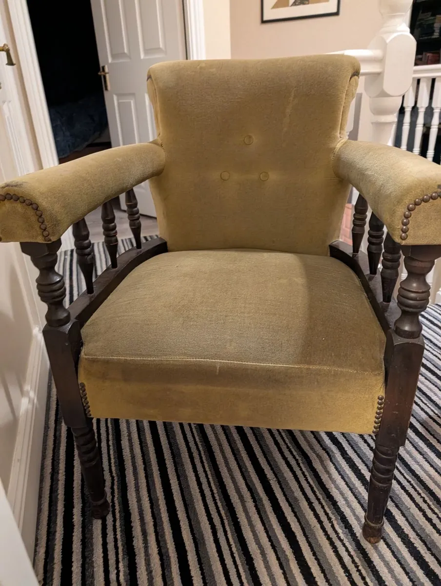 green upholstery antique chair - Image 1