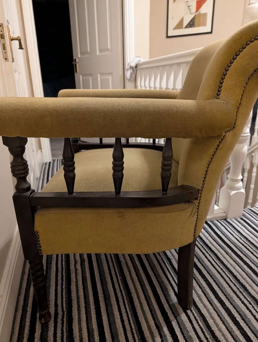 green upholstery antique chair - Image 2