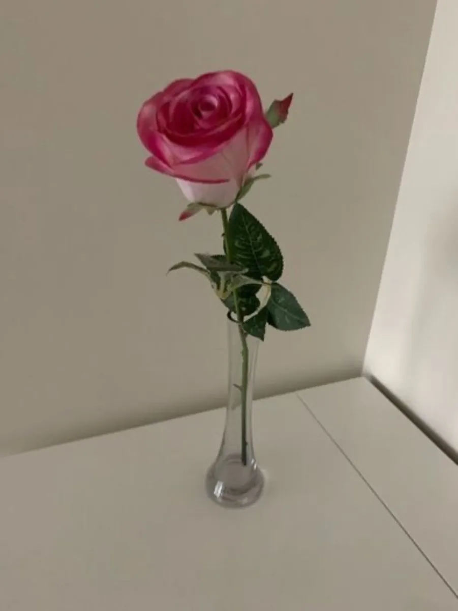 Artificial Rose Flower in a Bud Vase - Image 1