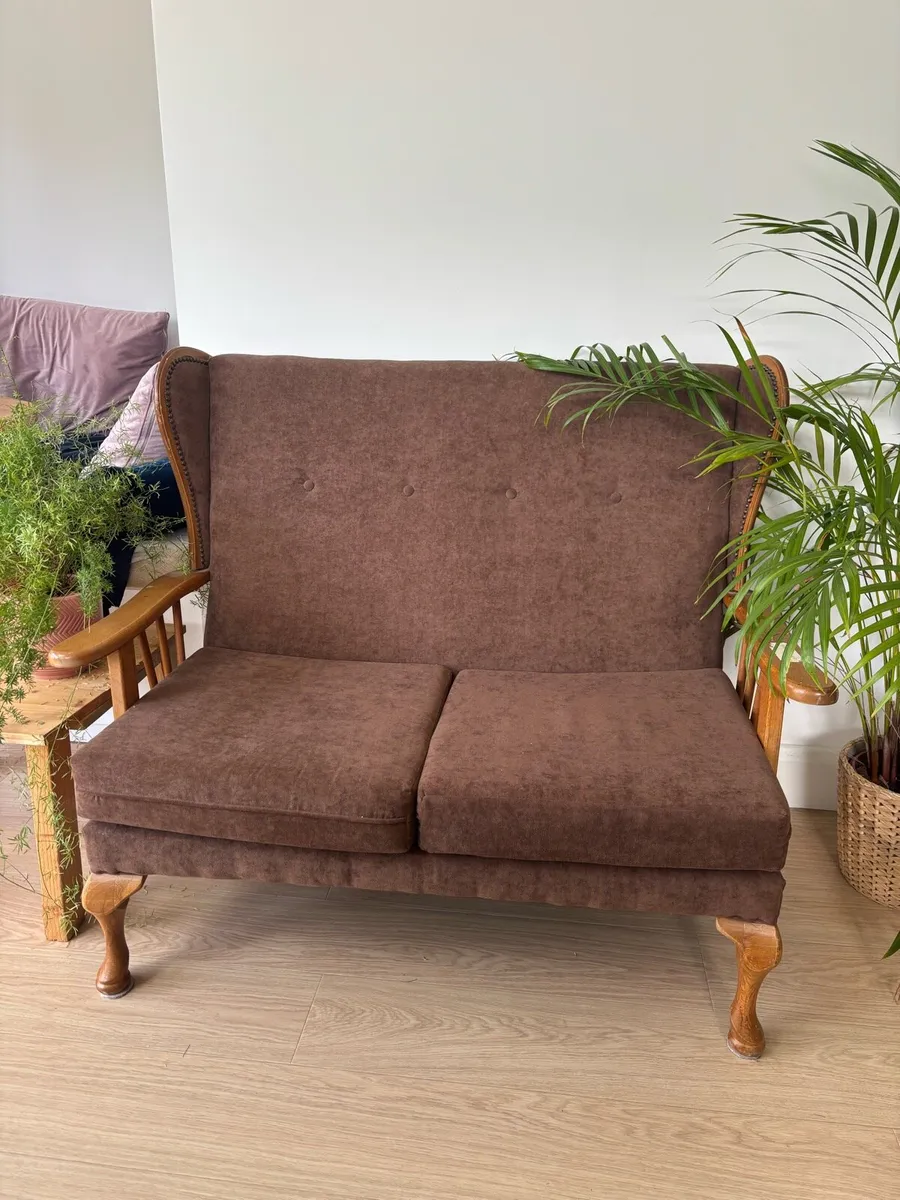 Wingback Brown Sofa - Image 1