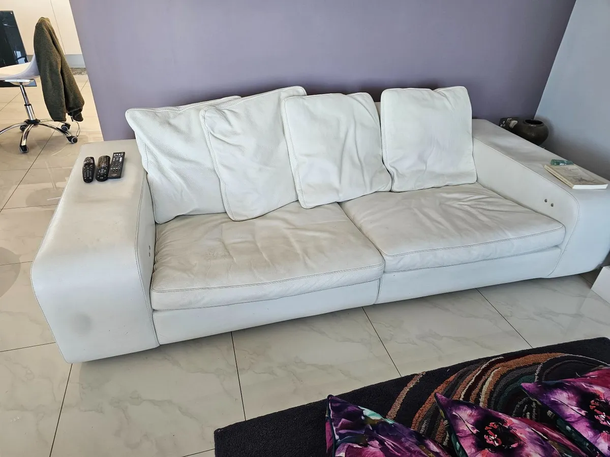 White Leather Couch - Image 2