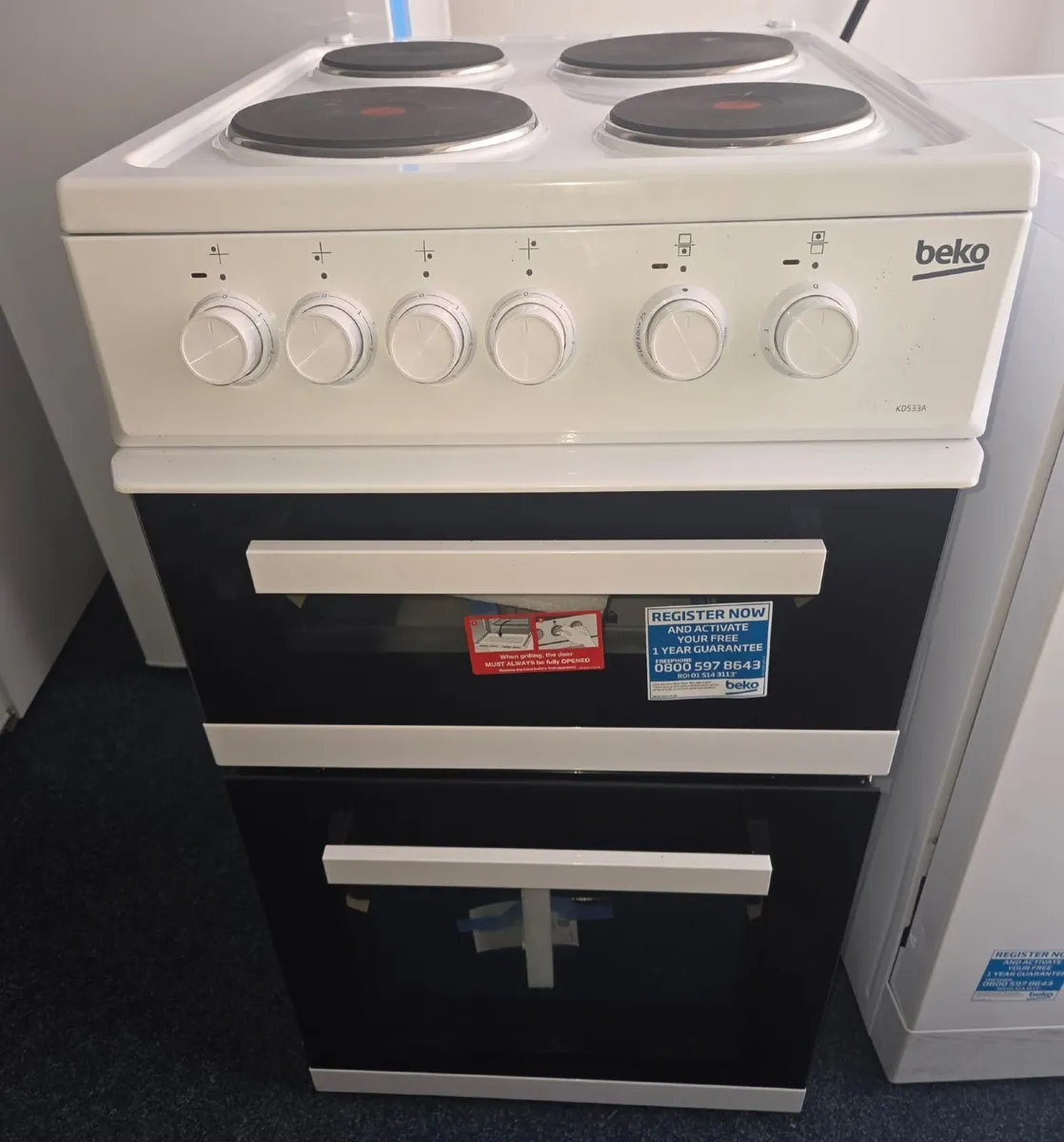 Beko KD533AW 50cm Electric Cooker White - Image 2