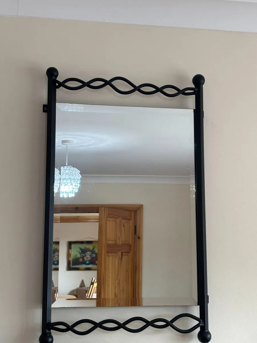 Black Metal Wall Mirror - Image 1