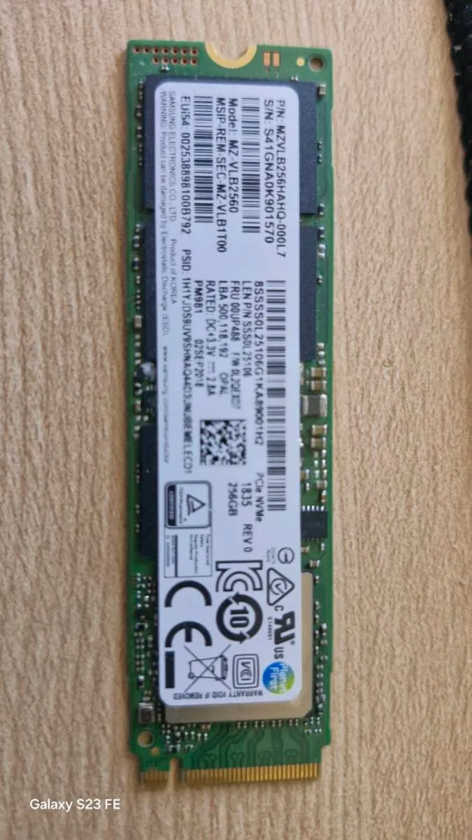 Samsung PM981 256GB NVMe SSD M.2 2280 - Image 1