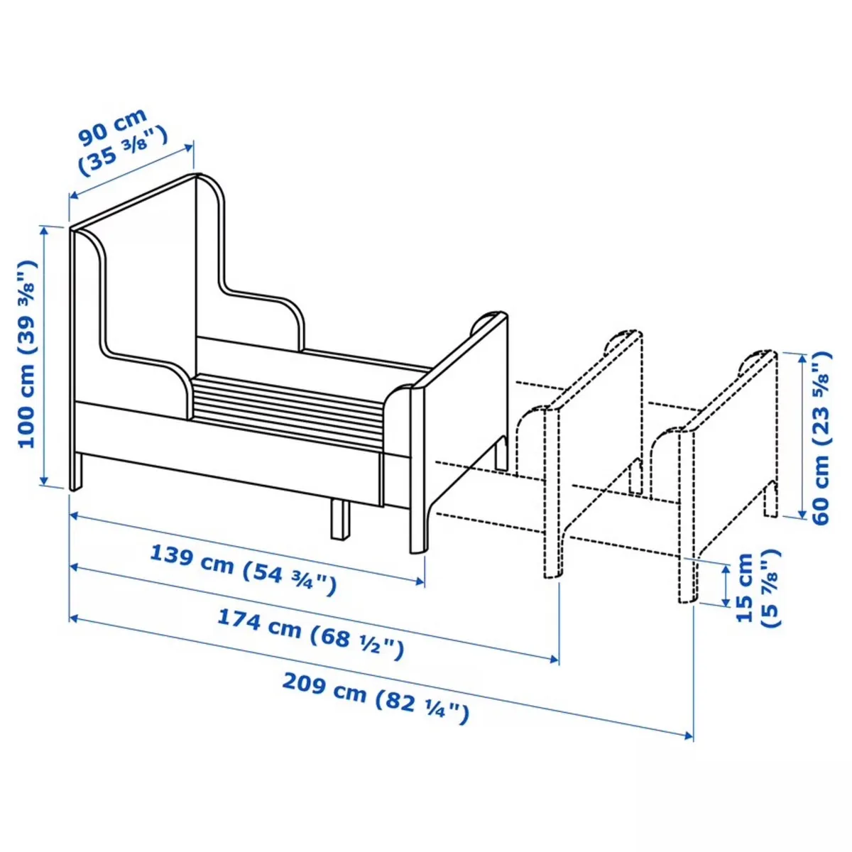 IKEA extendable kids bed (Busunge) - Image 2