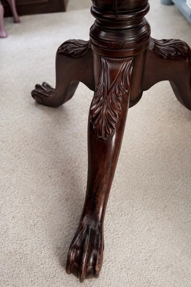 Antique Mahogany Tilt Top Tripod Table Ball & Claw Feet - Image 1