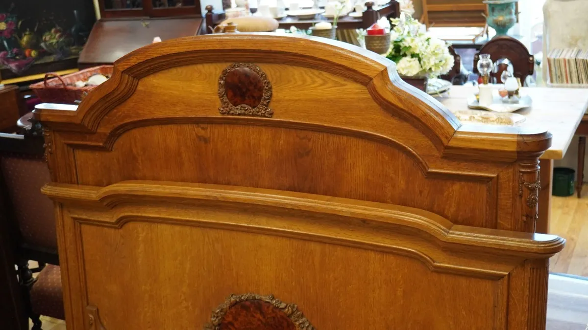 Antique French Oak Double Bed - Image 2