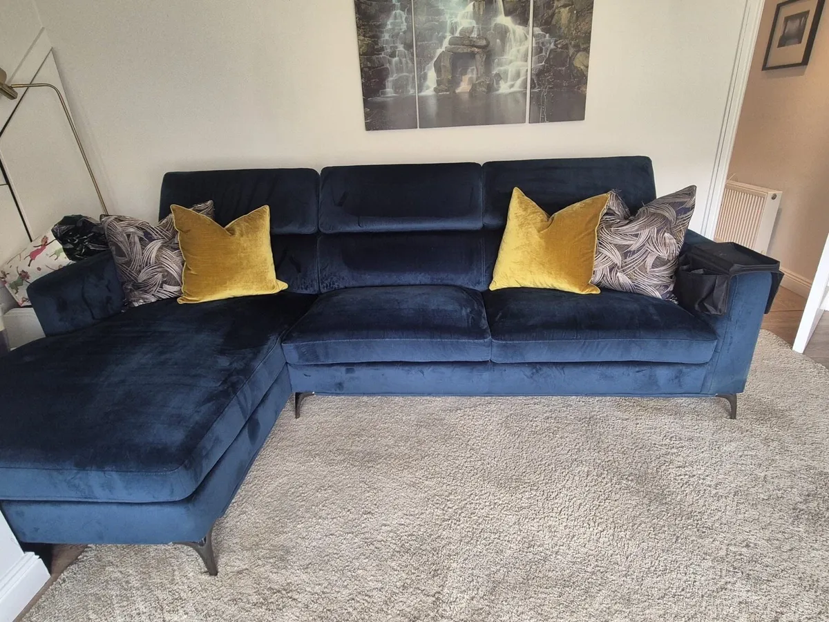 Large L Shaped Sofa & Ottoman - Image 2