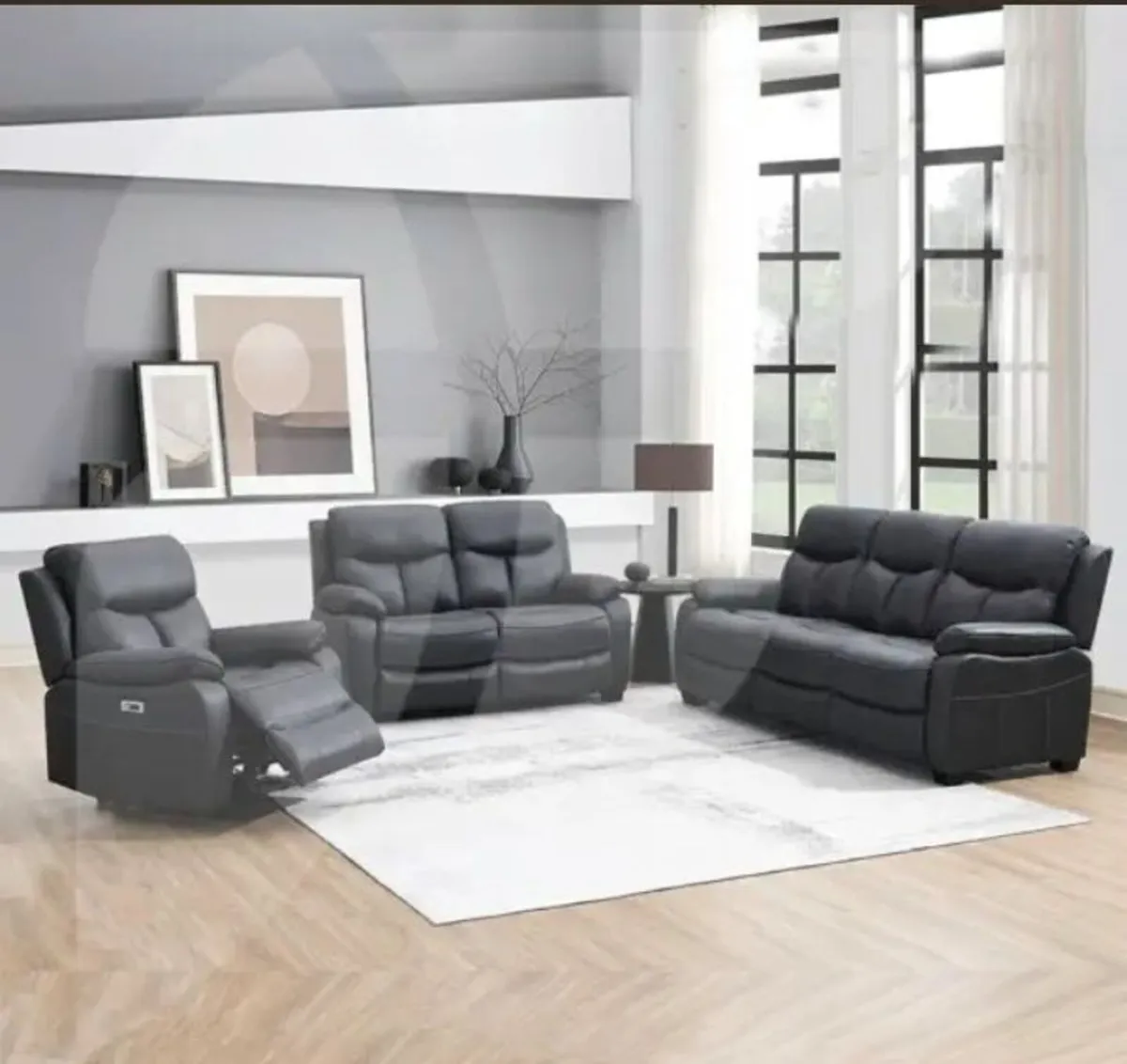 Conrad Faux Suede 3+2+1 & Swivel Chair