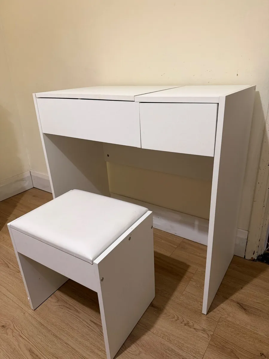 Portland White Dressing Table Set with Mirror - Image 3