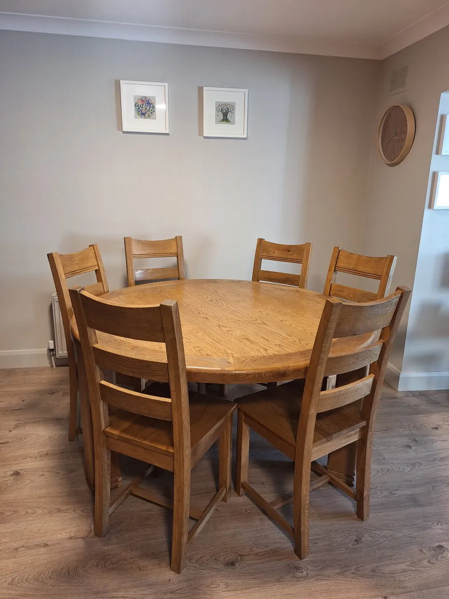 Table & 6 Chairs - Solid Oak - Image 1