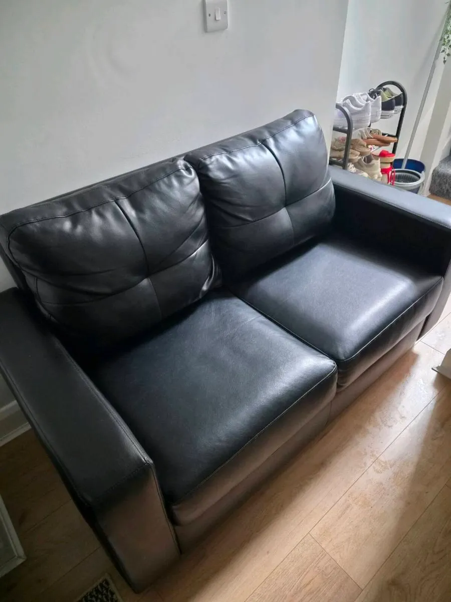 2 Seater leather couch - Image 1