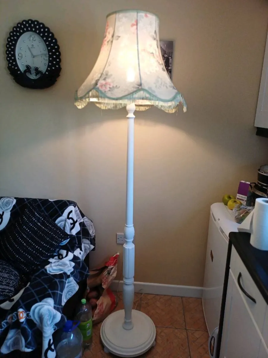 Large Vintage Wooden Floor Lamp - Image 1