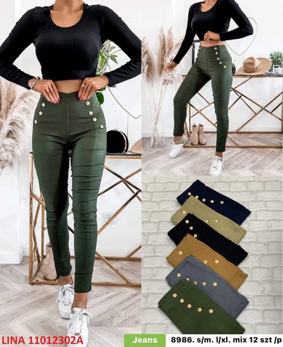 High Waist PU Leggings buttons - Image 1