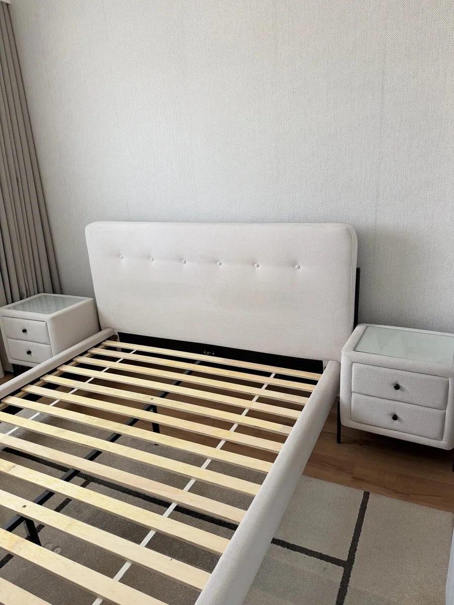 King Size Bed Frame + 2 Matching Bedside Tables - Image 1