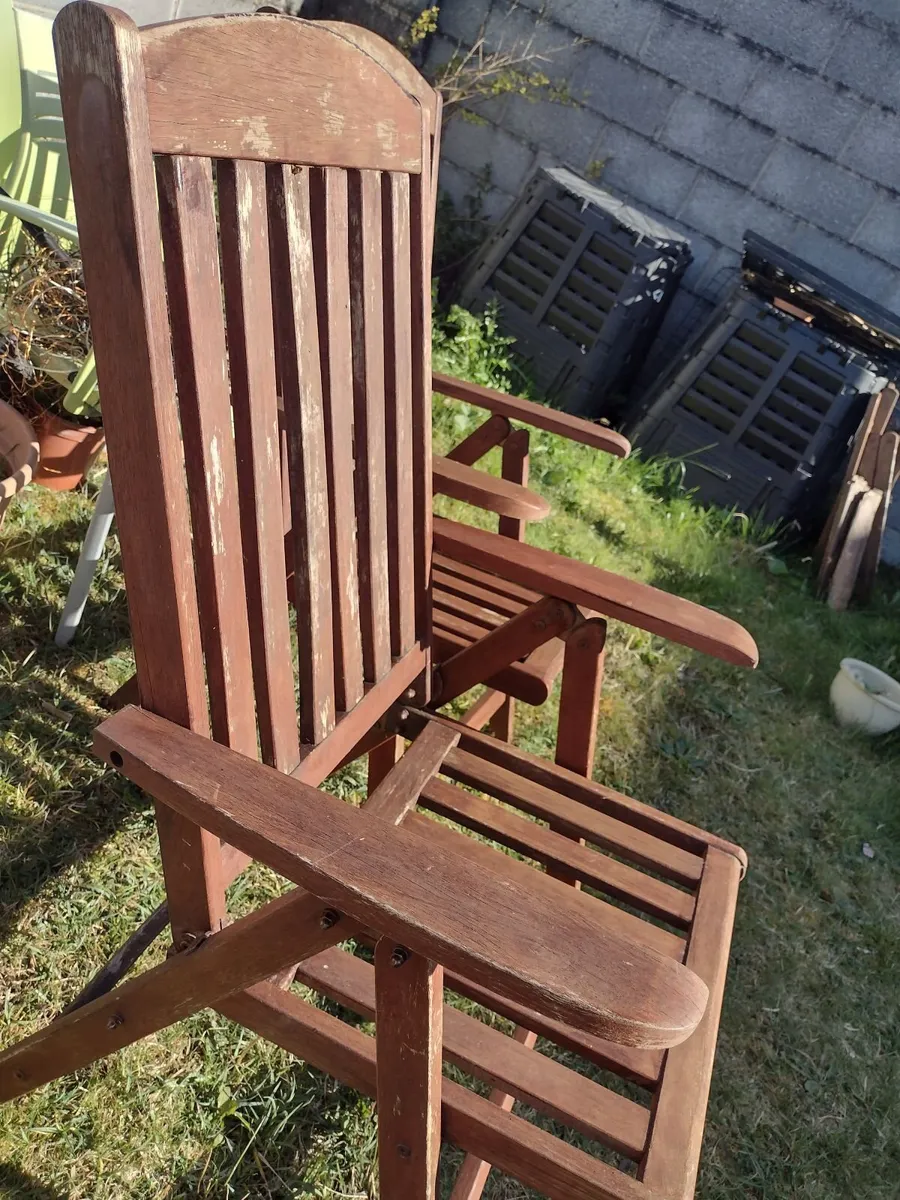 Large Teak Garden  recliner with high back - Image 1
